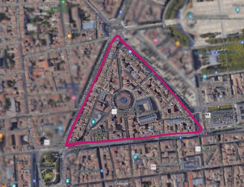 Le triangle d'or à Bordeaux carte